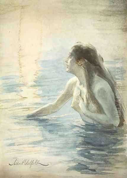 In the water Oil Painting by Albert Edelfelt