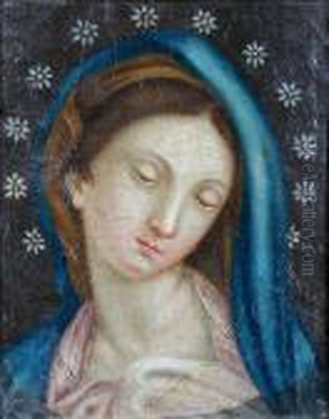 The Head Of The Virgin Mary Oil Painting by Rancesco De' Rossi (see Salviati, Cecchino Del)