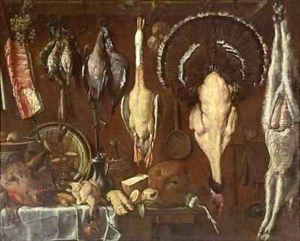 Still Life of a Butchers Counter Oil Painting by (Jacopo Chimenti) Empoli