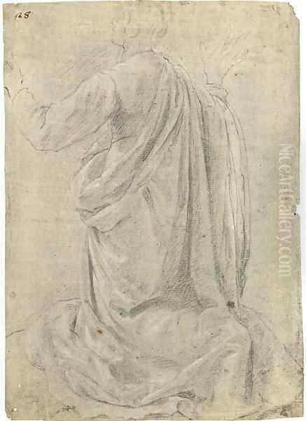 A kneeling figure seen from behind, his arms raised Oil Painting by (Jacopo Chimenti) Empoli