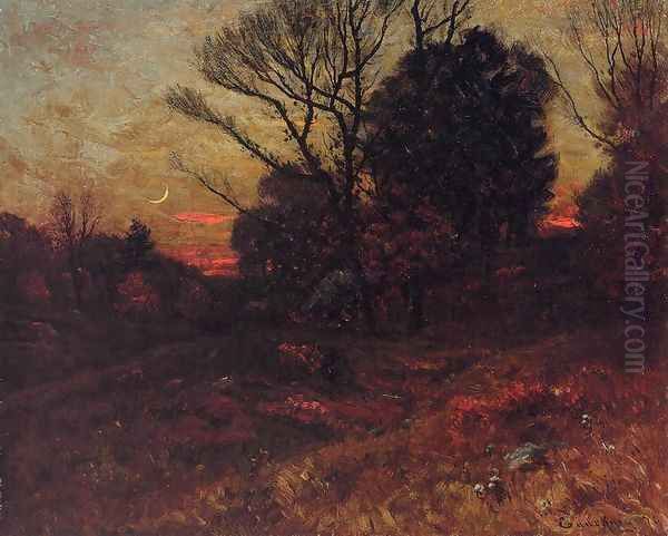 Fall at Dusk, Forest Interior Oil Painting by John Joseph Enneking