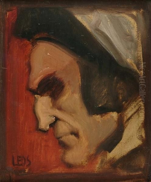 Study Of A Man In Profile Oil Painting by Leo Samberger