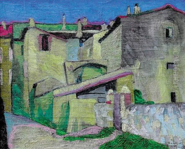 Uliczka W Le Vigan Oil Painting by Marcin Samlicki