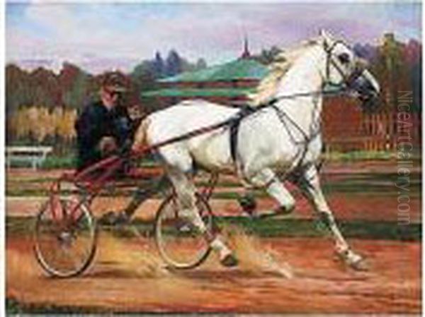 Trotting Buggy Oil Painting by Nikolai Semenovich Samokish