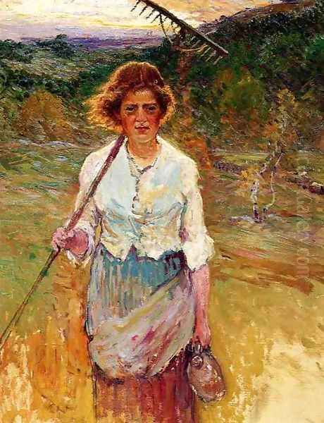 Woman with a Rake Oil Painting by John Joseph Enneking