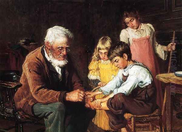 Pulling out the Splinter Oil Painting by John Joseph Enneking