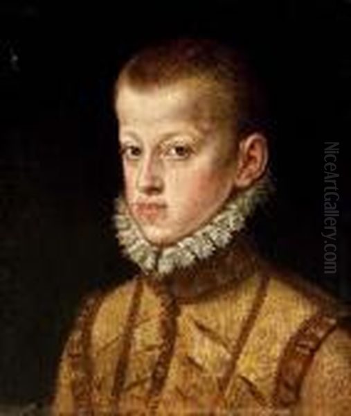 Portrait Of Archduke Ernst Of Austria, As A Boy, Bust-length Oil Painting by Alonso Sanchez Coello