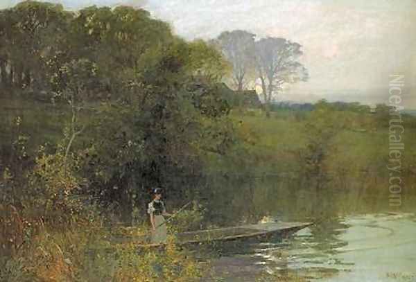 Twilight punting Oil Painting by Sir Alfred East