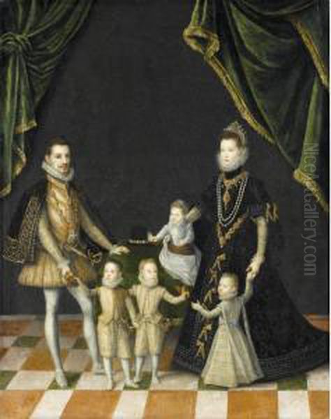 Group Portrait Of The Family Of 
Carlo Emanuele, Duke Of Savoy (1562 - 1630) And Dona Catalina Micaela, 
Infanta Of Spain, Archduchess Of Austria (1567 - 1597) With Their 
Children Filippo Emanuele (1586 - 1605), Vittorio Amedeo (1587 - 1637), 
Filibe Oil Painting by Alonso Sanchez Coello