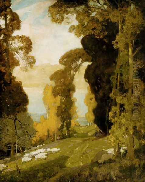 Lake Bourget From Mount Revard, Savoy Oil Painting by Sir Alfred East