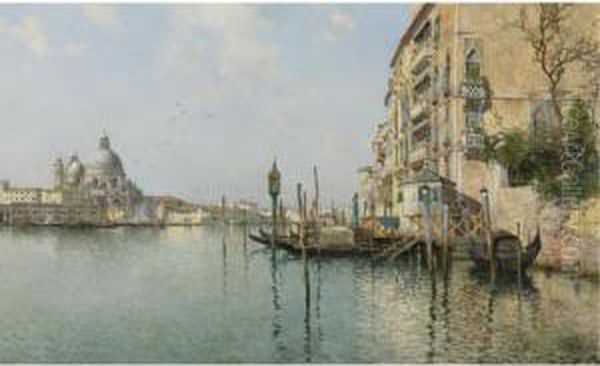 At The Mouth Of The Grand Canal, Santa Maria Della Salute In The Distance Oil Painting by Emilio Sanchez-Perrier