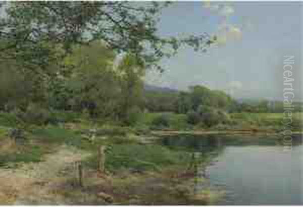 A Picnic On The Riverbank Oil Painting by Emilio Sanchez-Perrier