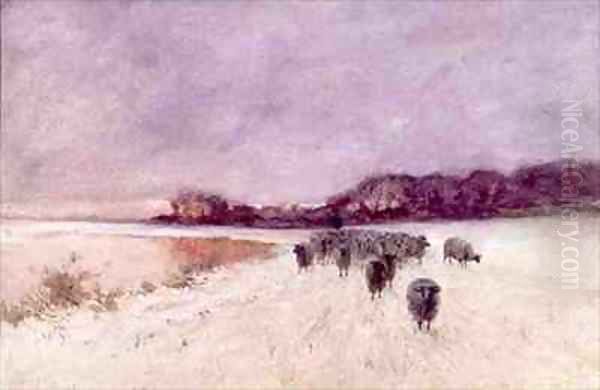 Winter at Loch Ard Oil Painting by Sir Alfred East