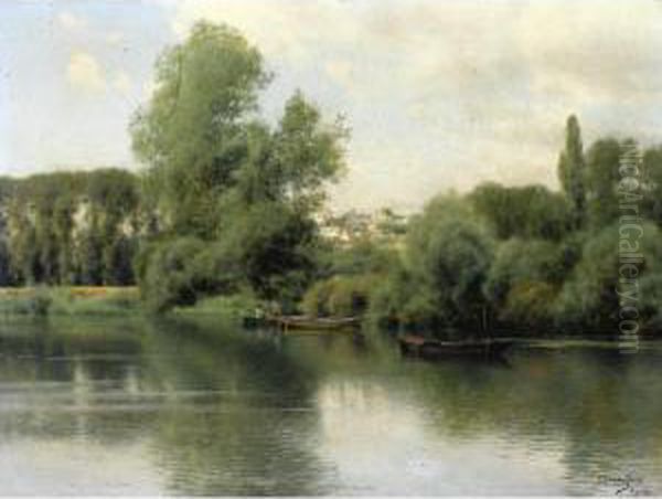 En El Rio, Epludres (on The River, Epludres) Oil Painting by Emilio Sanchez-Perrier