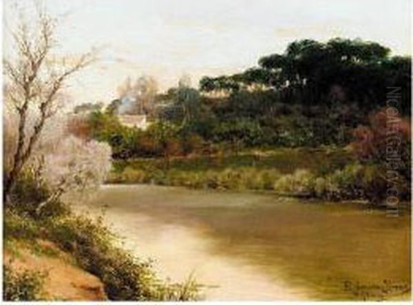 River Banks Oil Painting by Emilio Sanchez-Perrier