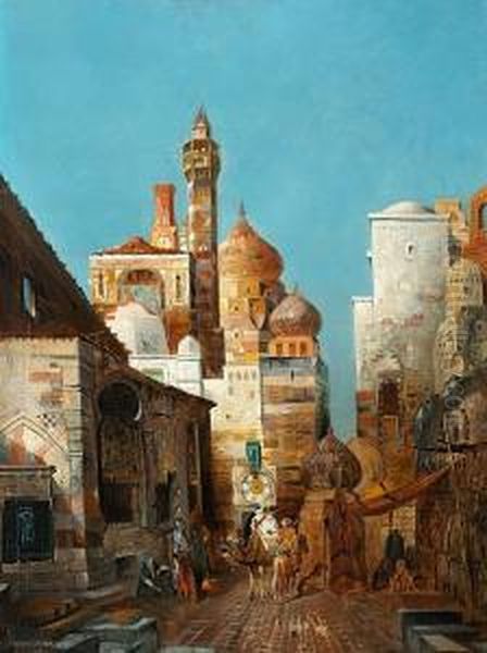 Scenes In An Oriental Town Oil Painting by George Sand