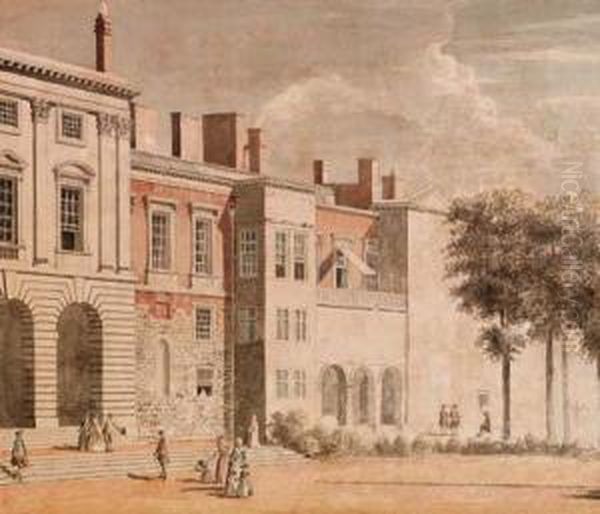 The Garden Front Of Old Somerset House, London Oil Painting by Thomas Sandby