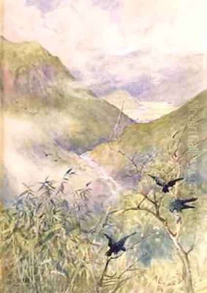 Looking Over the Lilies The Valley of Nikko Looking Eastwards Towards the Province of Shimo no Tsuke Oil Painting by Sir Alfred East