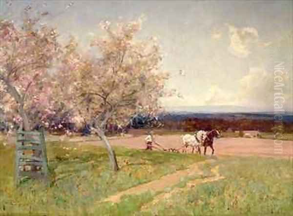 Ploughing Oil Painting by Sir Alfred East