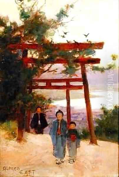 Shin to Shrine in the Woods Oil Painting by Sir Alfred East