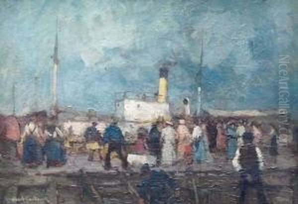 Rotterdamer Hafen Oil Painting by Leonhard Sandrock