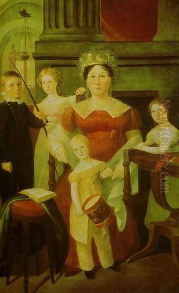 Portrait of Mrs Piper and Family Oil Painting by Augustus Earle