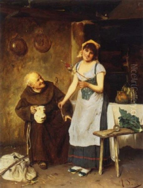 The Monk And The Maiden Oil Painting by Alessandro Sani