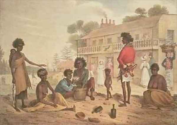 Natives of New South Wales as seen in the streets of Sydney Oil Painting by Augustus Earle