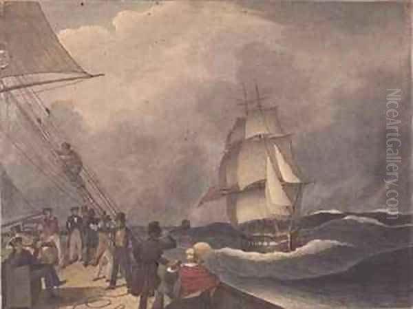 Speaking a vessel off the Cape of Good Hope Oil Painting by Augustus Earle