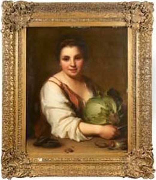 La Mangeuse De Choux Oil Painting by Jean-Baptiste Santerre