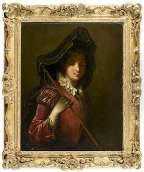 Portrait De Femme En Pelerine Oil Painting by Jean-Baptiste Santerre