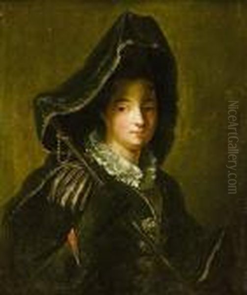 Portrait De Jeune Femme En Tenue De Pelerine Oil Painting by Jean-Baptiste Santerre