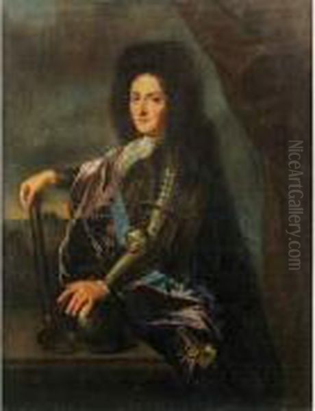 Portrait Presume Du Duc De Bourgogne (1682-1714) Oil Painting by Jean-Baptiste Santerre