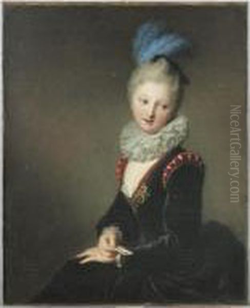 La Jeune Femme Au Billet Doux Ou
 Portrait Presume De Mademoiselle Christine-antoinette-charlotte 
Desmares Oil Painting by Jean-Baptiste Santerre