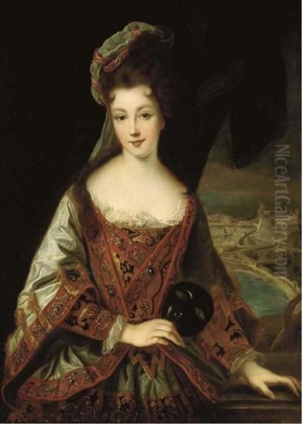 Portrait Of A Lady Said To Be Marie Adelaide De Savoie Oil Painting by Jean-Baptiste Santerre