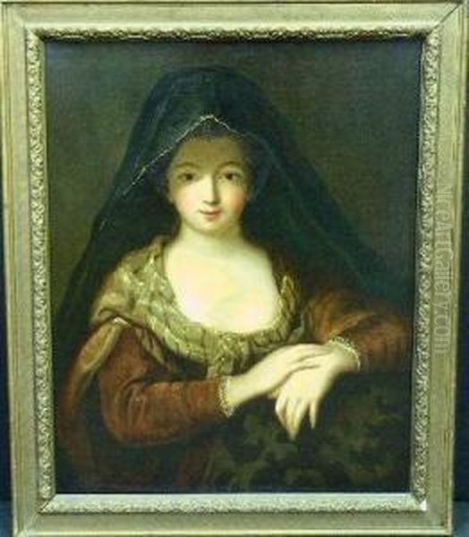 Portrait Of A Lady With A Shawl Oil Painting by Jean-Baptiste Santerre