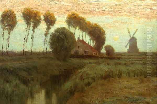 Moonrise Holland Oil Painting by Charles Harry Eaton