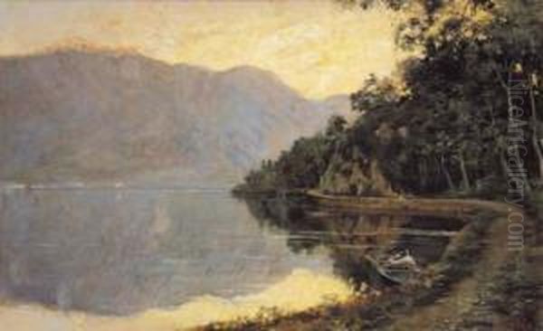 Paesaggio Lacustre Oil Painting by Francesco Raffaello Santoro