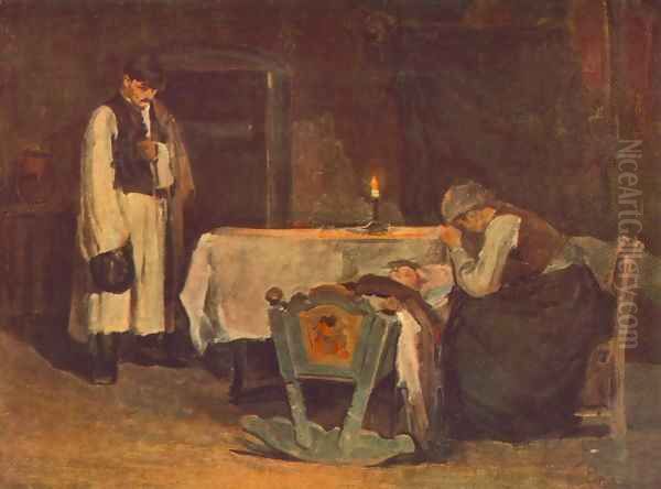 Beside the Cradle 1905 Oil Painting by Johann-Nepomuk Ender