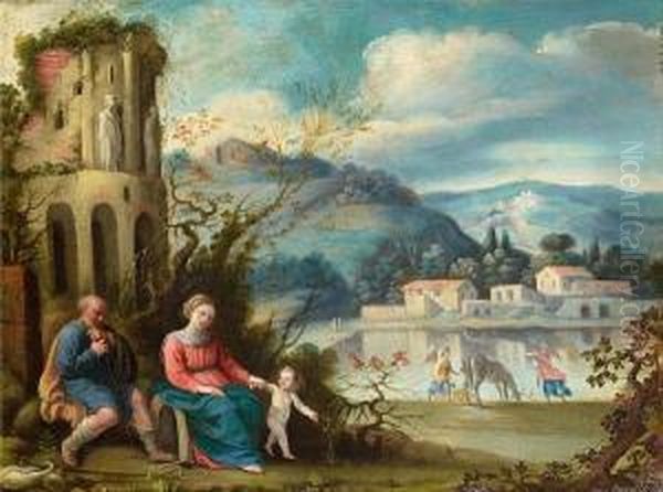 The Rest On The Flight Into Egypt Oil Painting by Carlo Saraceni