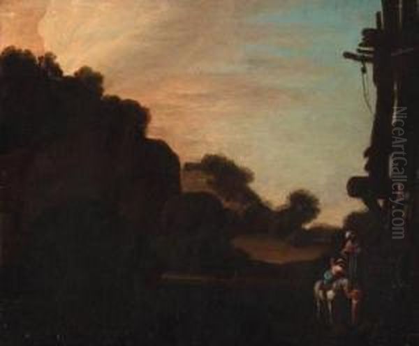 An Italianate Landscape With The Good Samaritan Oil Painting by Carlo Saraceni