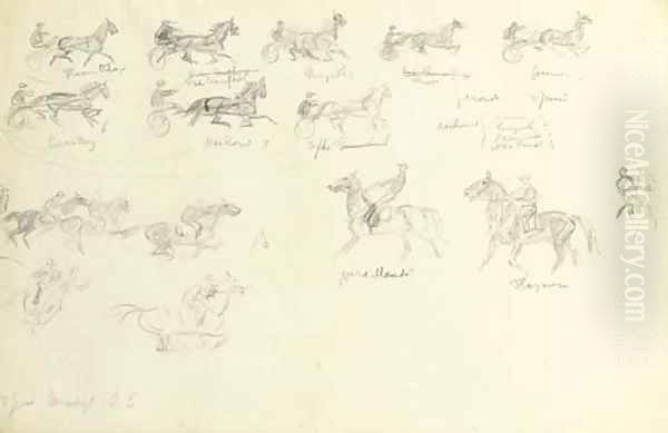 Studies of horses in motion Oil Painting by Otto Eerelman