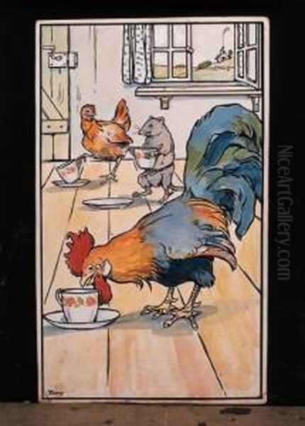 The Cock, The Mouse And Thelittle Red Hen Oil Painting by Tony Sarg