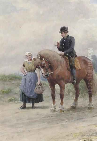 A delightful encounter Oil Painting by Otto Eerelman