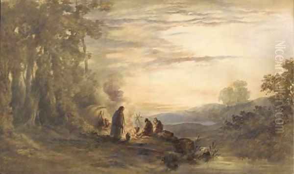 Indian Encampment Oil Painting by Seth Eastman