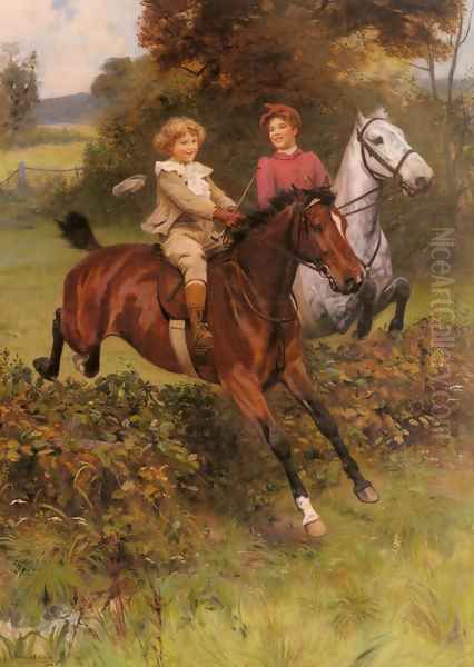 His First Fence Oil Painting by Arthur John Elsley