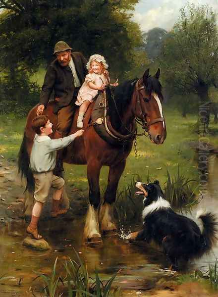 A Helping Hand Oil Painting by Arthur John Elsley