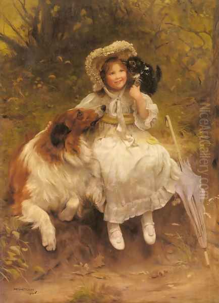 He Won't Hurt You Oil Painting by Arthur John Elsley