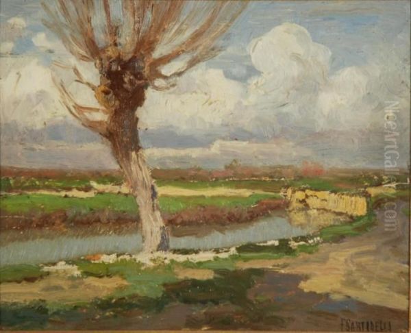 Albero E Fiume Oil Painting by Francesco Sartorelli