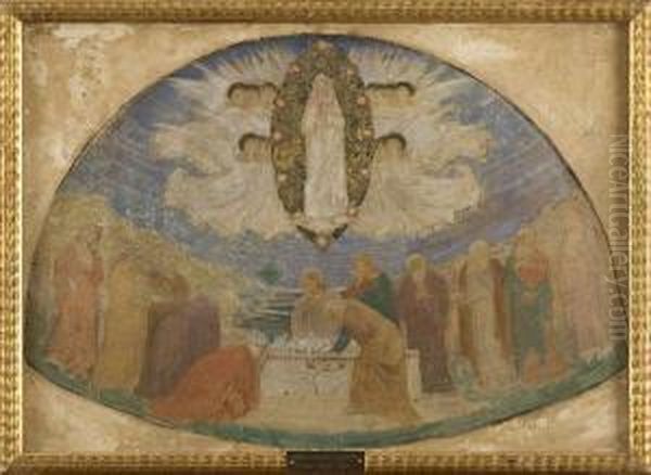 Assunta Tra Gli Apostoli E Gli Angeli Oil Painting by Giulio Artistide Sartorio